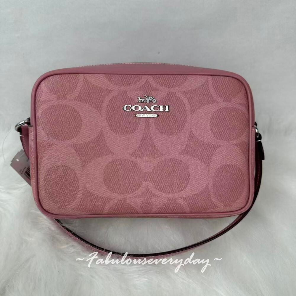 Coach Jamie Camera Bag Crossbody In Maxi Signature Canvas Dusty Pink CCK73 NWT
